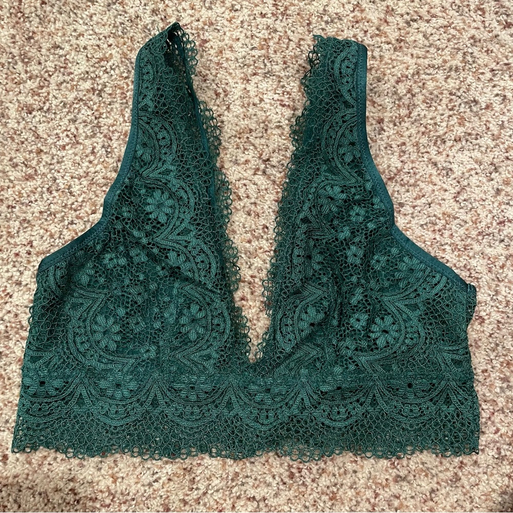 Lace Bralette in Deep Green
